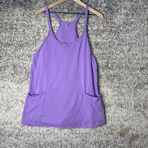 Handprint Tank Top Womens Large Purple Racerback Pockets Cotton Stretch Athletic